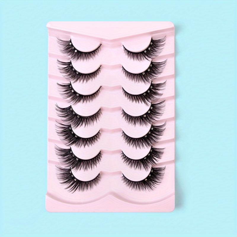 Bejeweled Full Strip False Eyelashes Natural Volume Curly Makeup Lash Extension