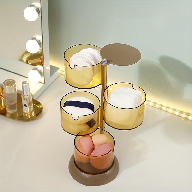 4 Layer Rotatable Makeup Organizer Sponge Holder Jewelry Storage