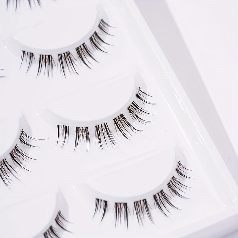 5 Pairs Brown Natural Spiky Cross False Eyelashes