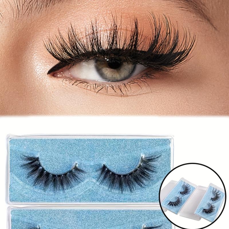 2 Pairs False Eyelashes Full Curling 15mm Volumized Crossed Style