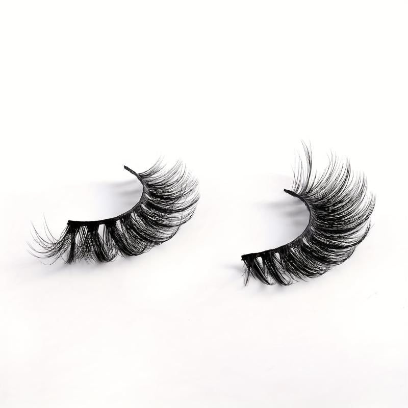 2 Pairs False Eyelashes Full Curling 15mm Volumized Crossed Style
