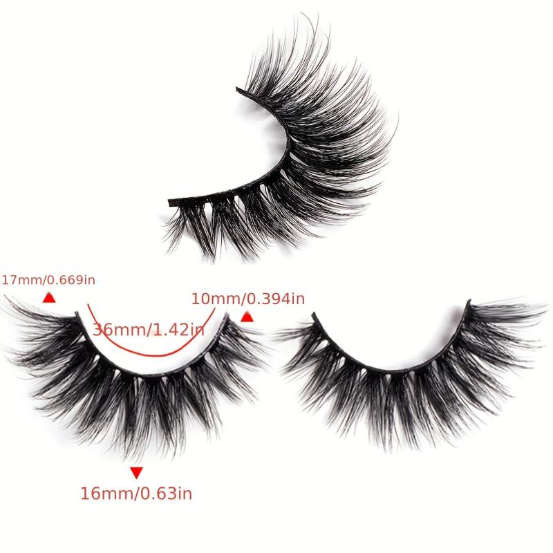 2 Pairs False Eyelashes Full Curling 15mm Volumized Crossed Style