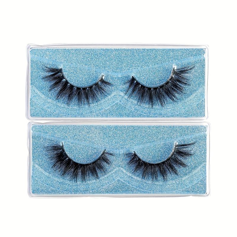 2 Pairs False Eyelashes Full Curling 15mm Volumized Crossed Style