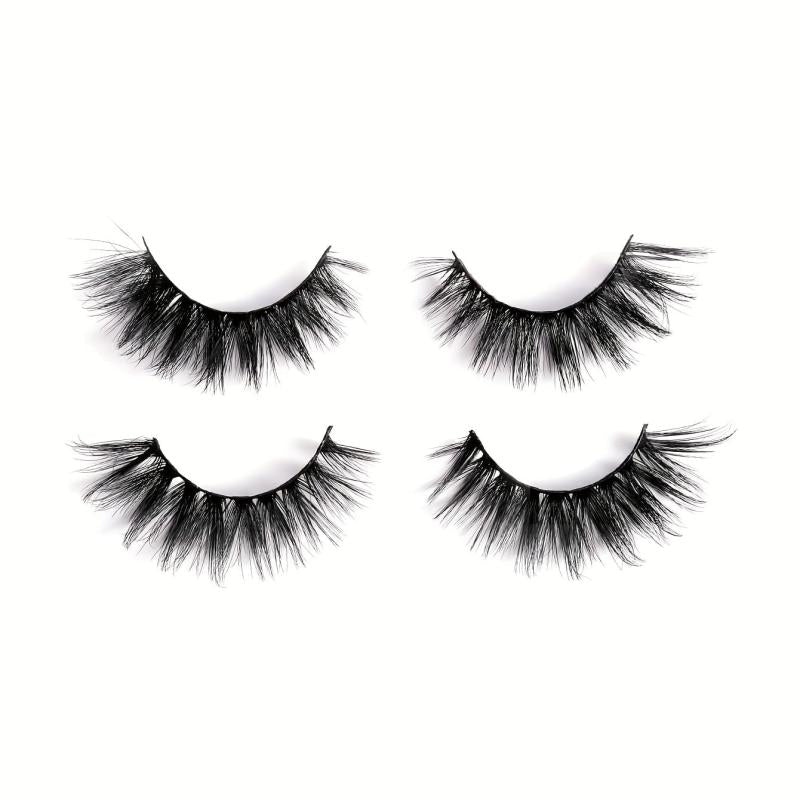 2 Pairs False Eyelashes Full Curling 15mm Volumized Crossed Style