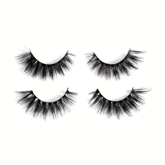 2 Pairs False Eyelashes Full Curling 15mm Volumized Crossed Style