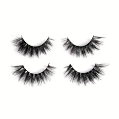 2 Pairs False Eyelashes Full Curling 15mm Volumized Crossed Style