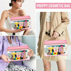 Chenille Letter Bag Makeup Cases Nylon Bag with Zipper