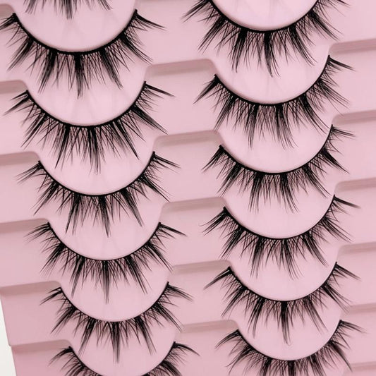 10 Pairs Manga Lashes 3D Volume Wispy Fluffy Spiky Eyelashes Pack