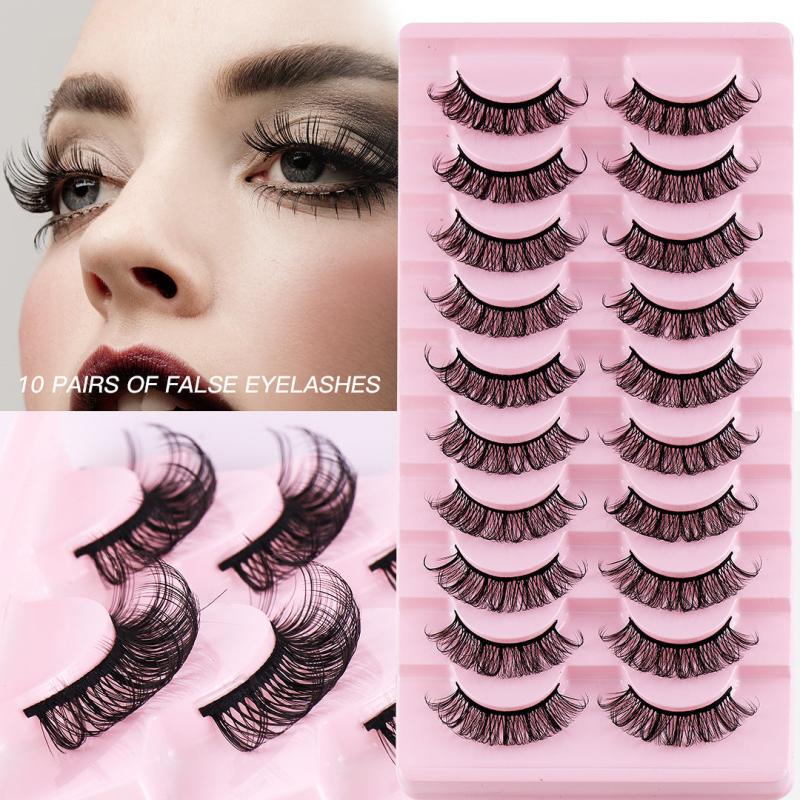 10 Pairs Fluffy Thick False Eyelashes Natural Volume Soft Long Full Strip Lashes