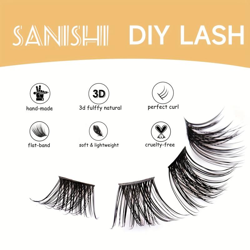 72pcs Cluster Lashes Extra Slender 8-16mm False Eyelashes DIY Natural Look