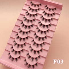 10 Pairs Wispy Fox Eye Short Lashes Clear Band DIY Cluster Strip Extensions