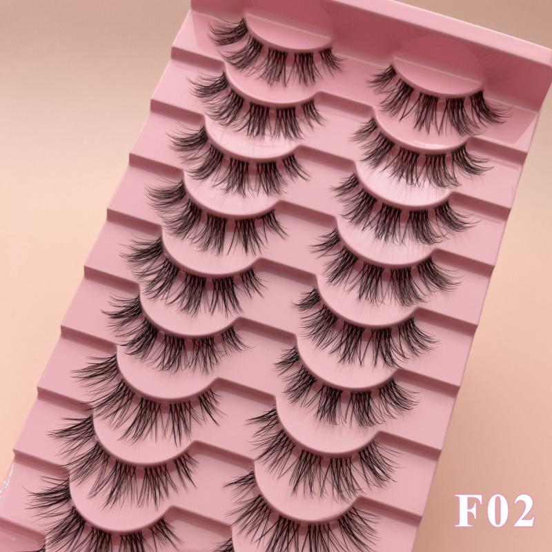 10 Pairs Wispy Fox Eye Short Lashes Clear Band DIY Cluster Strip Extensions