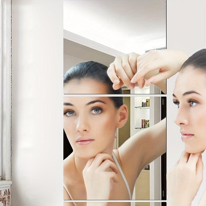 Adhesive Wall Mirror Tiles for Bedroom and Home Gym Full Body Reflection