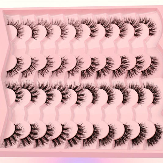 4 Styles False Eyelashes Natural Look Wispy Cat Eye Lashes 3D Fluffy Half Lashes