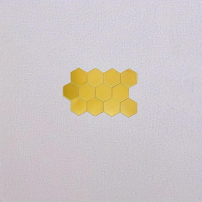 12pcs Hexagon Mirror Wall Stickers DIY Apartment Decor Easy Apply