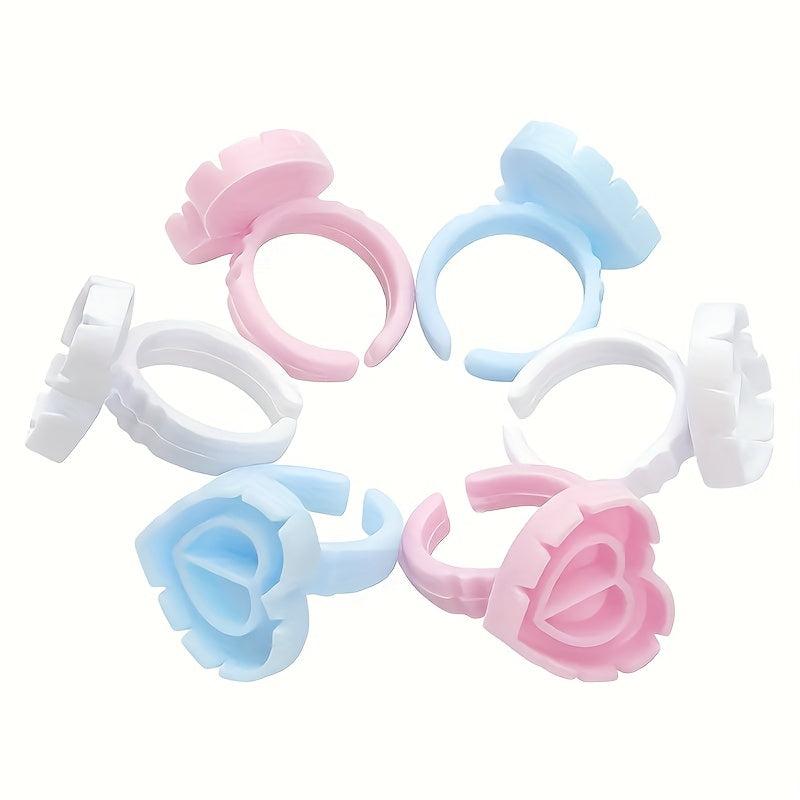 25pcs Heart Glue Rings for Eyelash Extensions Lash Glue Holders