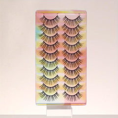 10 Pairs False Eyelashes Thick Curling Slender Lashes Natural Cross