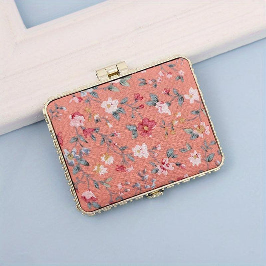 Vintage Floral Compact Mirror Portable Makeup Mirror