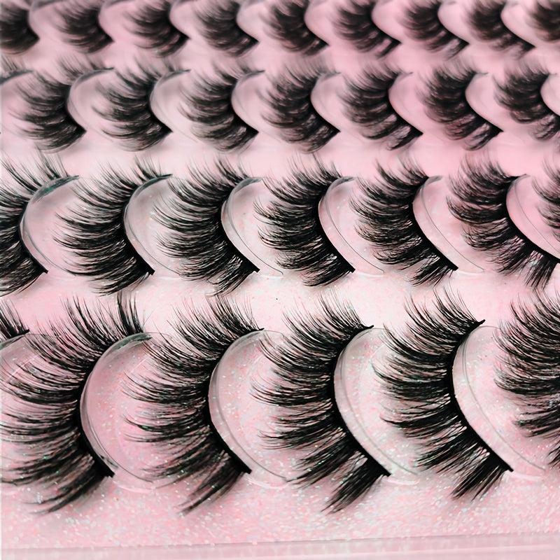 20 Pairs Fluffy Faux Mink Eyelashes Natural Look Makeup Tool