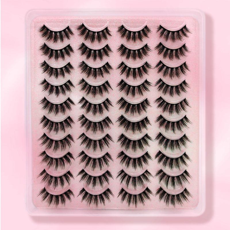 20 Pairs Fluffy Faux Mink Eyelashes Natural Look Makeup Tool