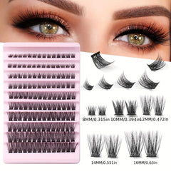 100Pcs 3D 8-16mm Wispy False Eyelashes Natural Look Faux Mink Slender Eyelashes
