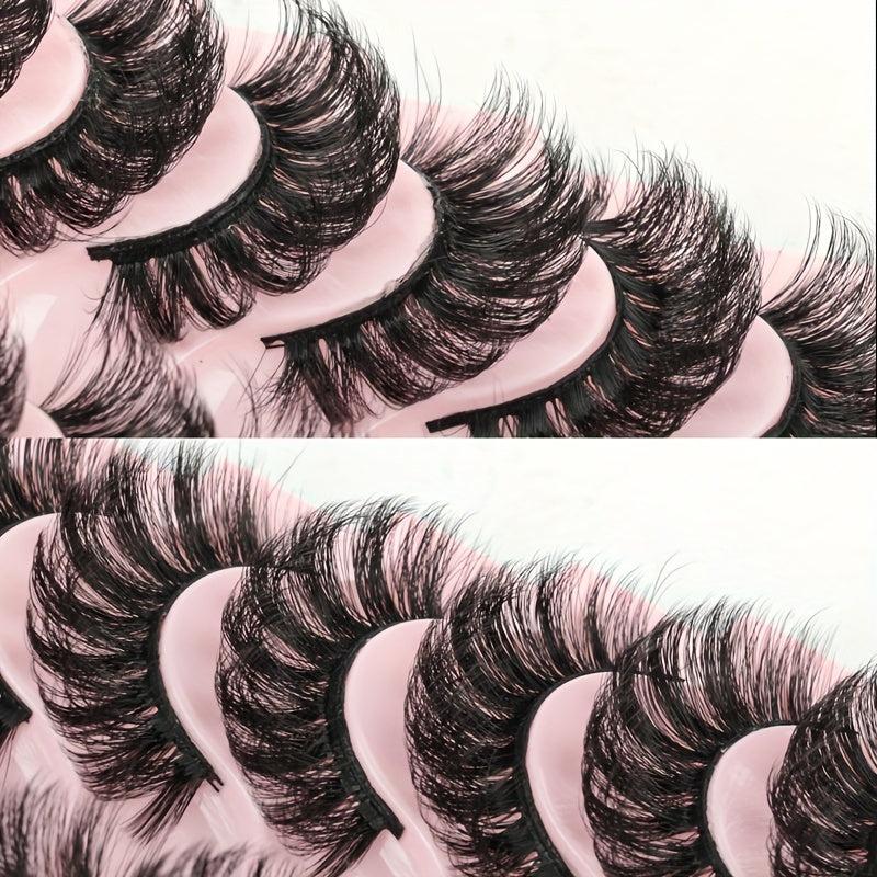10 Pairs Faux Mink False Eyelashes Cat Eye Look Natural Look Reusable