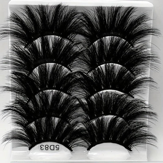 5 Pairs Faux Mink Eyelashes Lengthening Thickening False Eyelashes