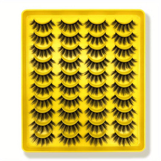 20 Pairs Faux Mink Fluffy Natural Look 3D Cat Eye False Eyelashes