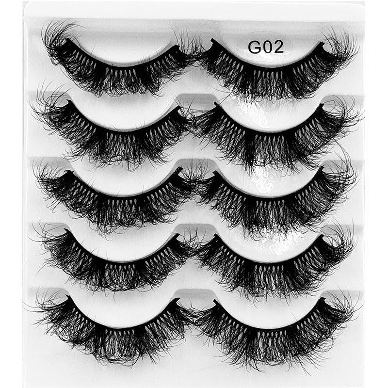 5 Pairs Fluffy Layer Cross Faux Mink Thick False Eyelashes