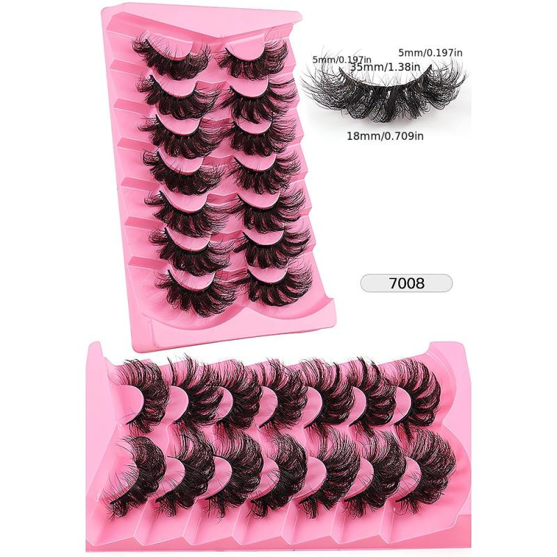 7 Pairs Faux Mink Eyelashes Long Lasting Fluffy Dramatic Volume Extension