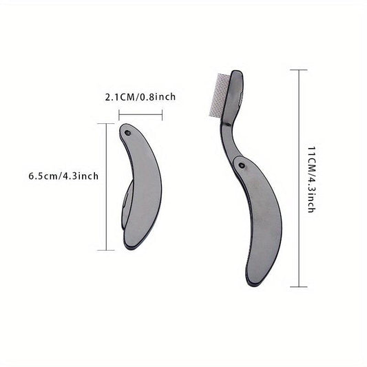 Portable Folding Eyelash Comb Stainless Steel Teeth Mini Metal Eyebrow Comb