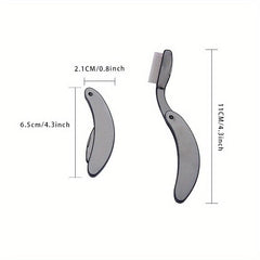 Portable Folding Eyelash Comb Stainless Steel Teeth Mini Metal Eyebrow Comb
