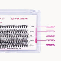 100pcs Fishtail False Eyelashes Natural 8-16mm Cluster Lashes