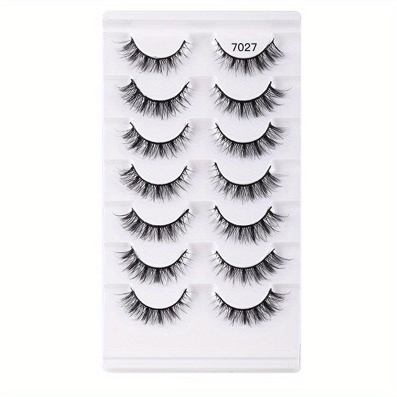 7 Pairs Natural Thick False Eyelashes Curling Volume Short Lashes