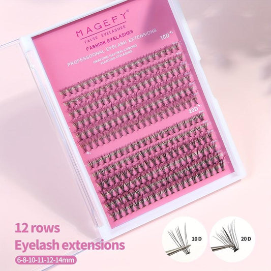 240Pcs Cluster Fishtail Eyelashes 6-14mm Long Fluffy Soft Curling DIY Extensions