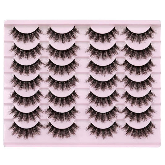 14 Pairs Wispy False Eyelashes Cat Eye Lashes Natural Look Fluffy Mink Lashes