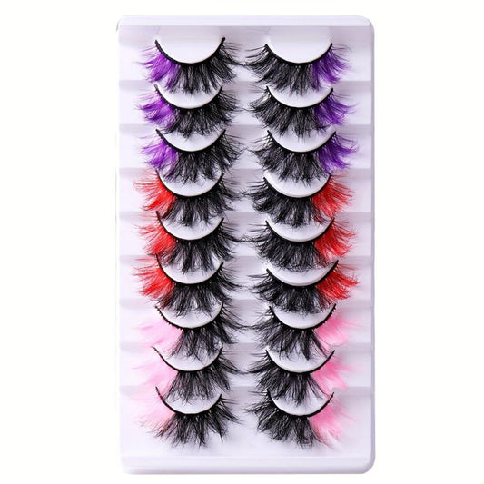 9 Pairs Colorful False Eyelashes High Faux Mink Hair Thick Natural Messy Curling