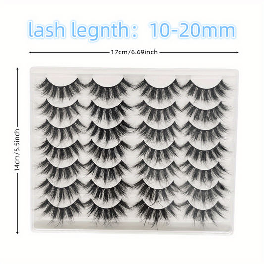14 Pairs 3D Faux Mink Hair False Eyelashes Soft Stem Thick Fluffy Cosplay