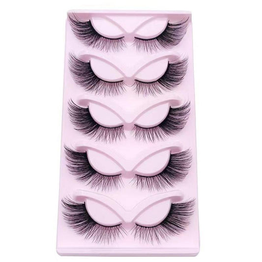 5 Pairs 6D Fluffy Wispy Faux Mink Cat Fox Eye False Eyelashes