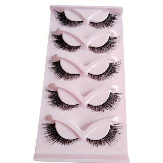 5 Pairs Fox Eye Lashes 21mm Long Wispy Thick False Eyelashes