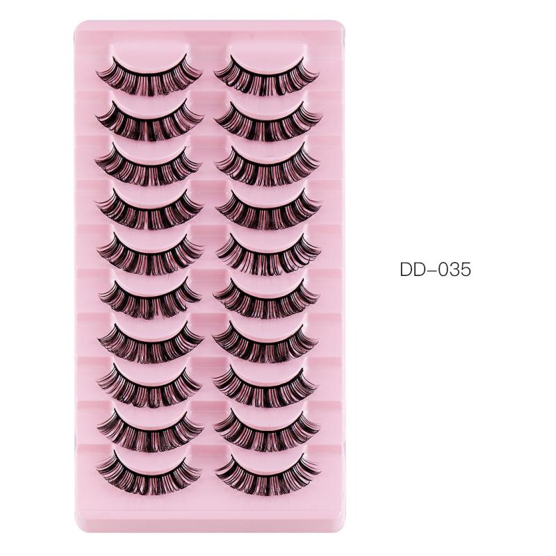 10 Pairs False Eyelashes Thick & Curling Eye Lashes Simulated Fiber Lashes