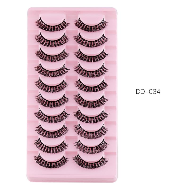 10 Pairs False Eyelashes Thick & Curling Eye Lashes Simulated Fiber Lashes