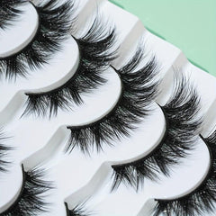 7 Pairs Volumized Crisscross Cat Eye False Eyelashes 5 18mm Wispy 5D Lashes