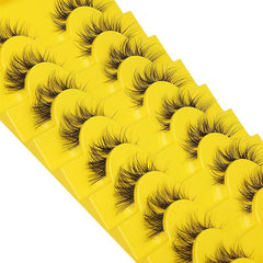10 Pairs Cat Eye Lashes Natural Fluffy Mink Lashes Curly Reusable