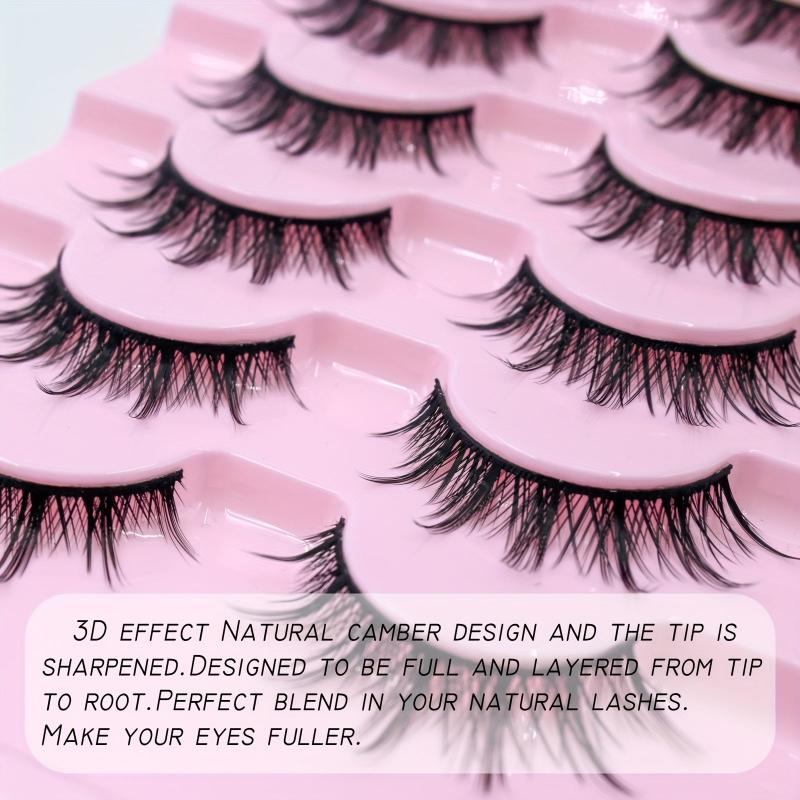 7 Pairs Faux Mink Hair False Eyelashes for Anime Cosplay Natural Look Reusable
