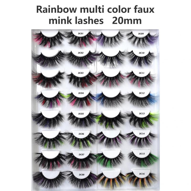 3D Rainbow False Eyelashes 20mm 25mm Fluffy Stage Makeup Lashes
