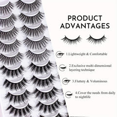 20 Pairs 3D Faux Mink Lashes Natural Fluffy Soft Wispy Reusable Eyelash Makeup