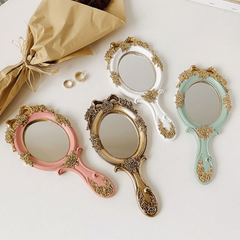 Handheld Mirror Vanity Makeup Mirror Travel Princess Metal Cosmetic Mirror