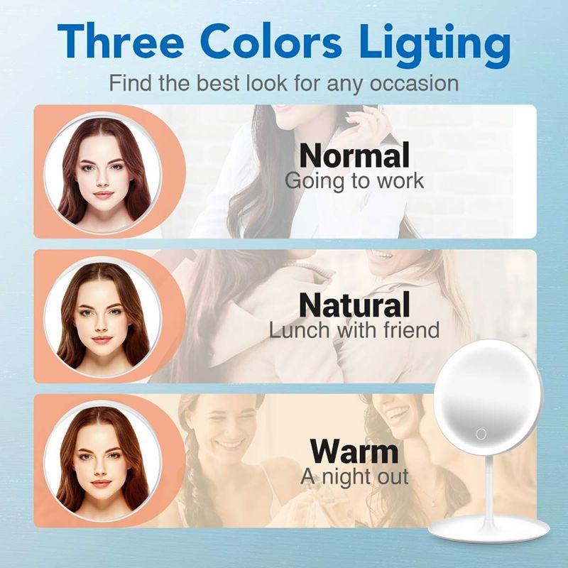 USB LED Makeup Mirror with Dimming & Storage