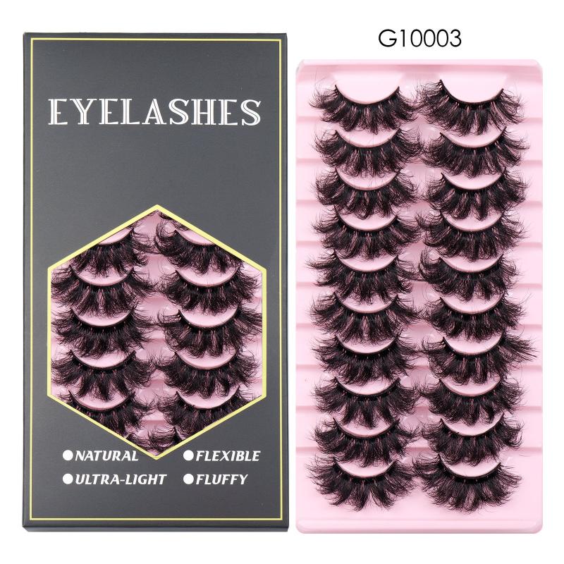 10 Pairs Fluffy Faux Mink Lashes Dramatic Volume Curly False Eyelashes